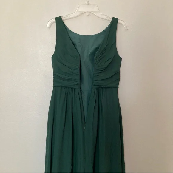 JJ’s House A-Line Boatneck Floor-Length Chiffon Bridesmaids Dress with Ruffle - Picture 11 of 14